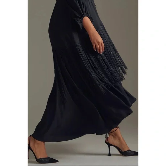 ANTHROPOLOGIE Fringe Wrap Maxi Dress Long Sleeves V-neck Black Hutch Size S  NWT is available for purchase on au PAY Market - Imported Goods Online  Store Co.Ltd. | au PAY Market -